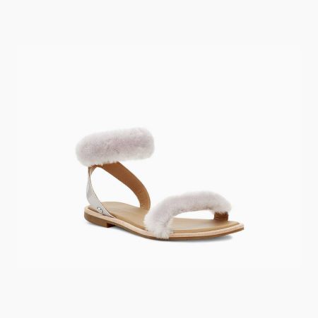 UGG Fluff Springs Patent - Sandaler Dame - Hvite (NO-J902)